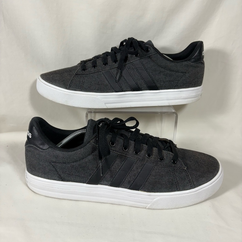 adidas Black Low-Top Canvas Sneakers with White Sole